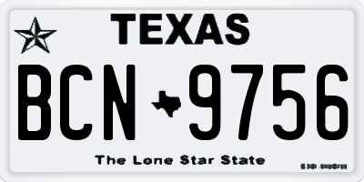 TX license plate BCN9756