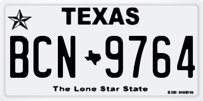 TX license plate BCN9764