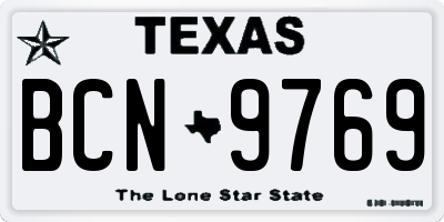 TX license plate BCN9769