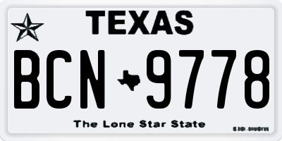 TX license plate BCN9778