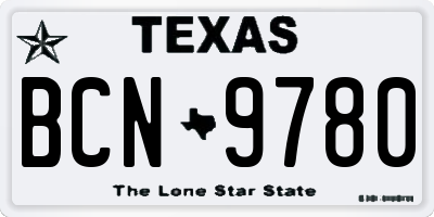 TX license plate BCN9780