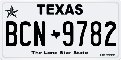 TX license plate BCN9782