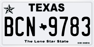 TX license plate BCN9783