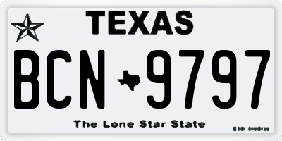 TX license plate BCN9797
