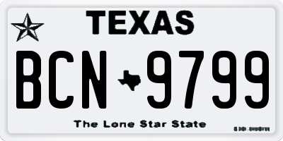 TX license plate BCN9799