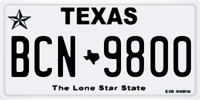 TX license plate BCN9800