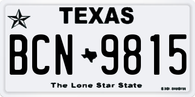 TX license plate BCN9815