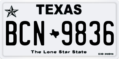 TX license plate BCN9836