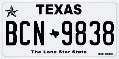 TX license plate BCN9838