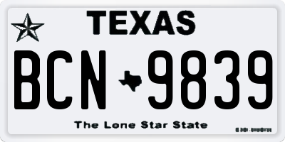 TX license plate BCN9839