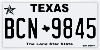 TX license plate BCN9845