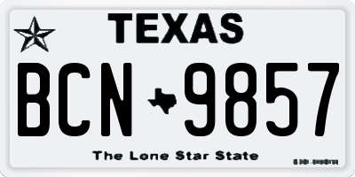 TX license plate BCN9857