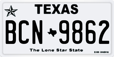 TX license plate BCN9862