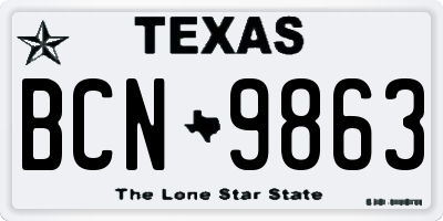 TX license plate BCN9863