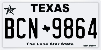 TX license plate BCN9864