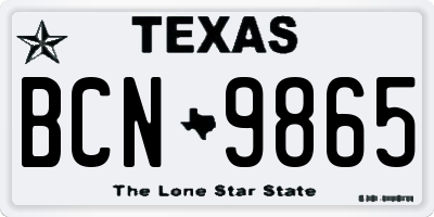 TX license plate BCN9865