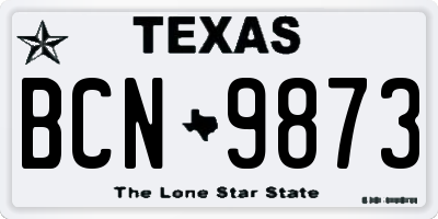 TX license plate BCN9873