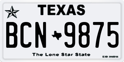 TX license plate BCN9875