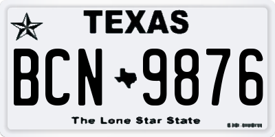 TX license plate BCN9876