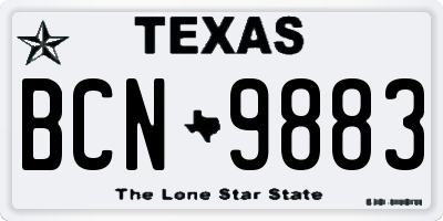 TX license plate BCN9883