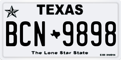 TX license plate BCN9898