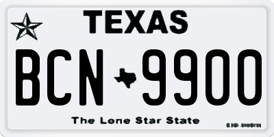 TX license plate BCN9900