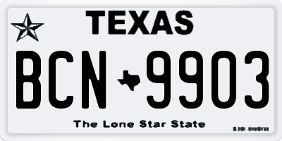 TX license plate BCN9903
