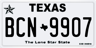 TX license plate BCN9907