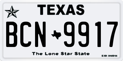 TX license plate BCN9917