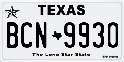 TX license plate BCN9930