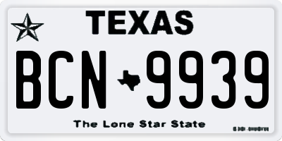 TX license plate BCN9939