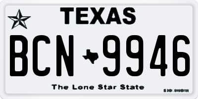 TX license plate BCN9946