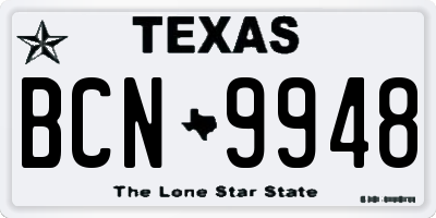TX license plate BCN9948