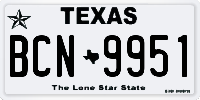 TX license plate BCN9951