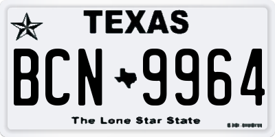 TX license plate BCN9964
