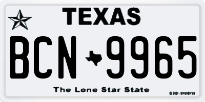 TX license plate BCN9965
