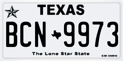 TX license plate BCN9973