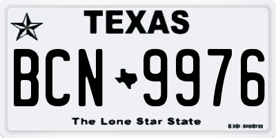 TX license plate BCN9976