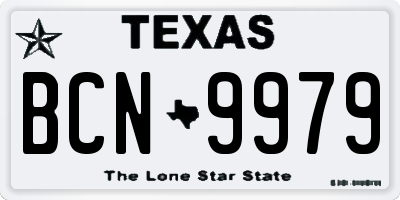 TX license plate BCN9979