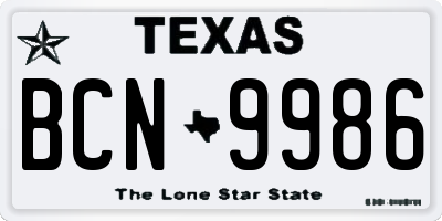 TX license plate BCN9986