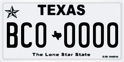 TX license plate BCO0000