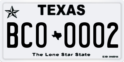 TX license plate BCO0002