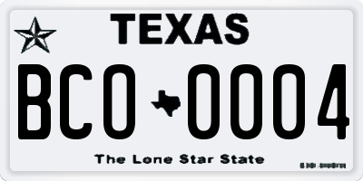 TX license plate BCO0004