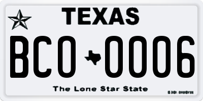 TX license plate BCO0006