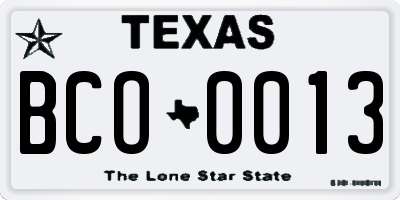 TX license plate BCO0013
