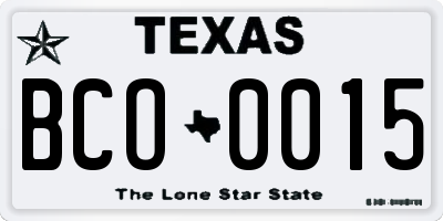 TX license plate BCO0015