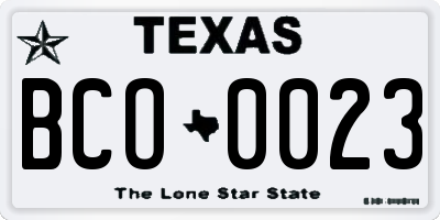 TX license plate BCO0023