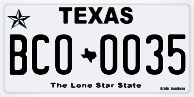 TX license plate BCO0035