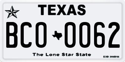 TX license plate BCO0062