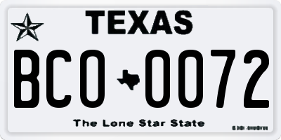 TX license plate BCO0072